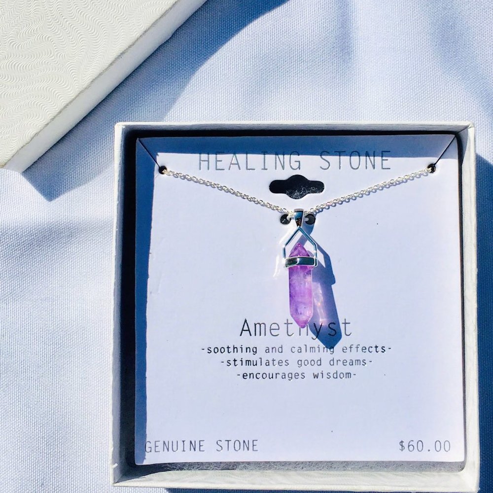 Amethyst Genuine Stone Healing Necklace